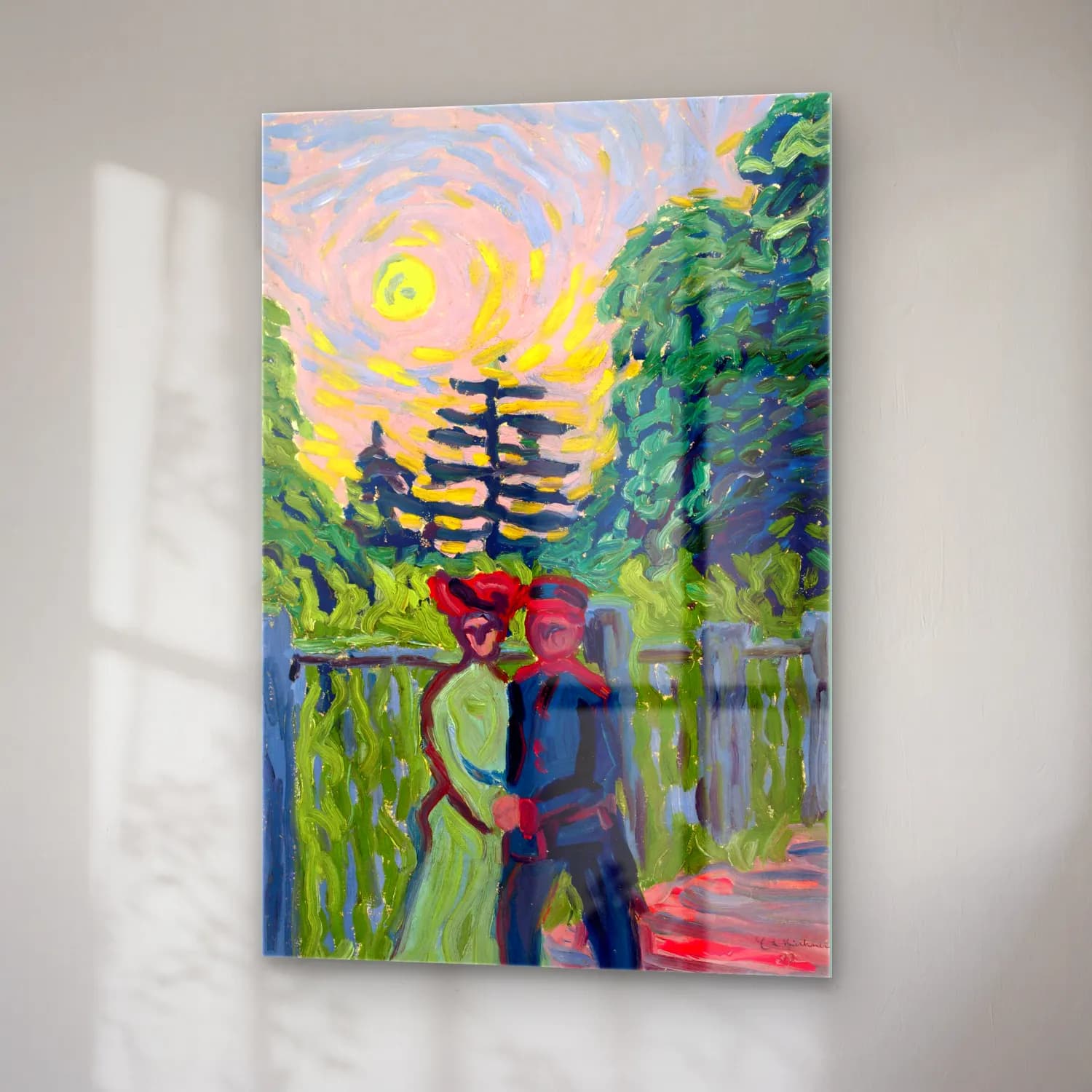 Ernst Ludwig Kirchner – Moonrise Soldier and Maiden – Yeşil Tonlar cam tablo — sağ açıdan görünüm