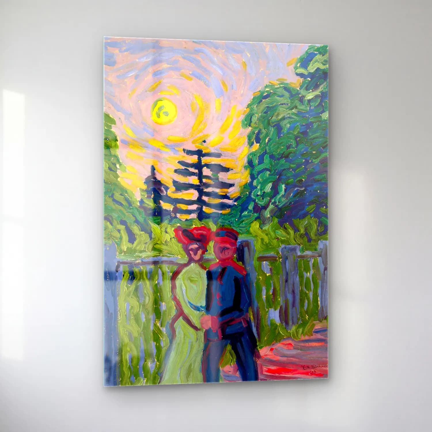Ernst Ludwig Kirchner – Moonrise Soldier and Maiden – Yeşil Tonlar cam tablo — sol açıdan görünüm