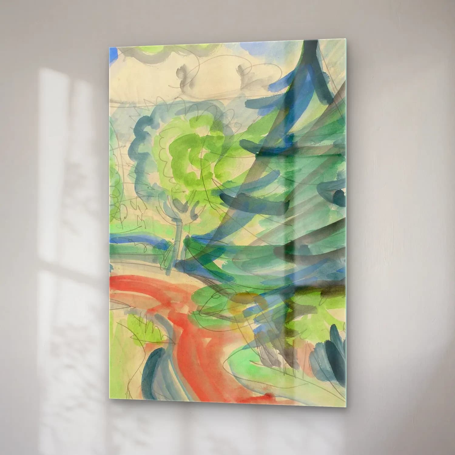 Ernst Ludwig Kirchner – Waldstraße im Taunus – Yeşil Tonlar cam tablo — sağ açıdan görünüm