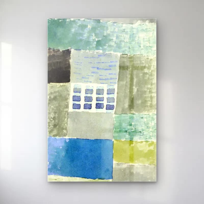 Paul Klee – First house in a settlement cam tablo — Paul Klee – First house in a settlement — modern soyut renk alanları