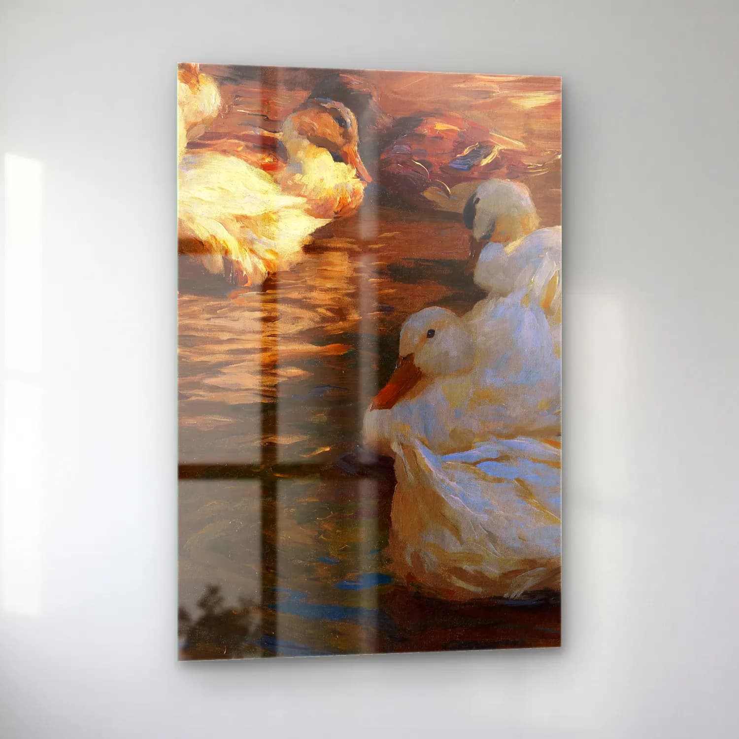 Alexander Koester – 9 Enten im Abendlicht – Bej Tonlar cam tablo — sol açıdan görünüm