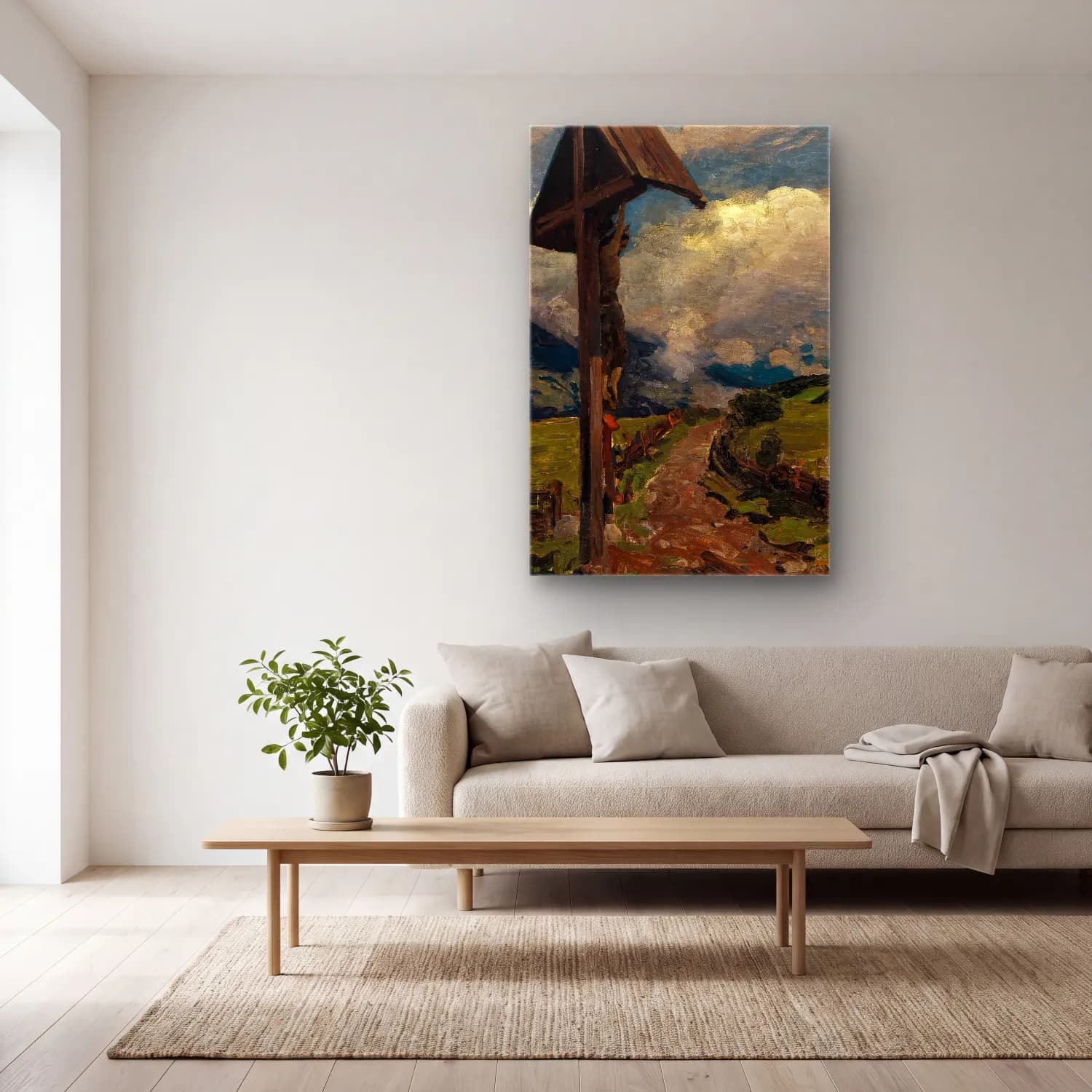 Alexander Koester – A Wayside Shrine – Yeşil Tonlar cam tablo — açık renk salonda