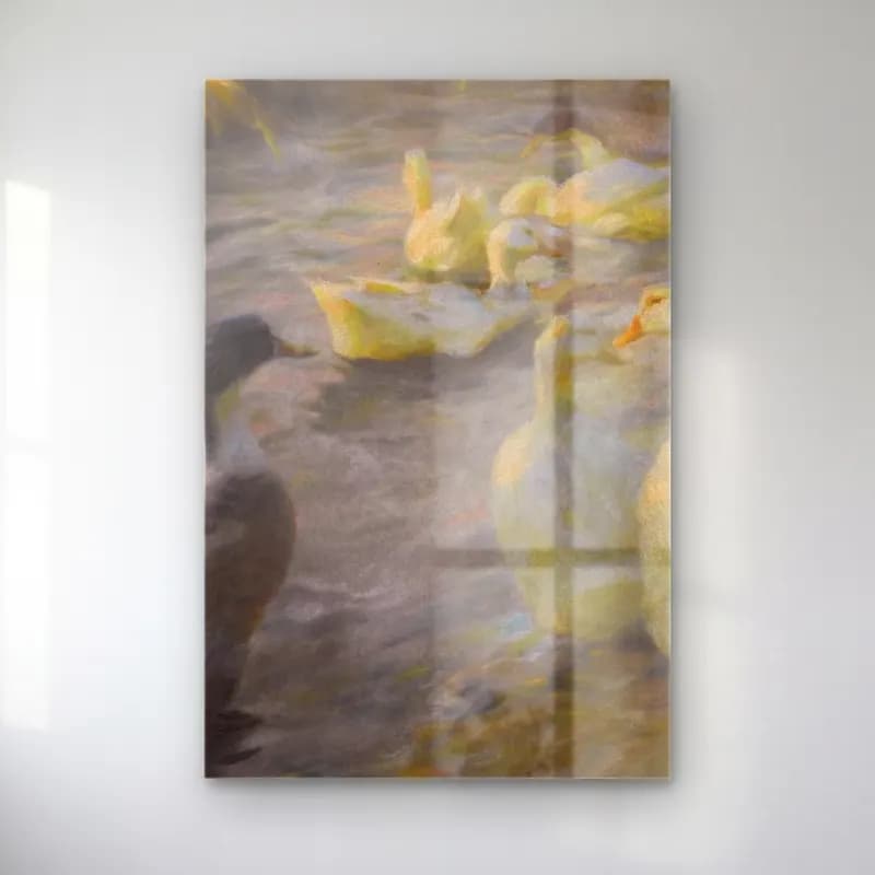 Alexander Koester – Ducks among reeds in a pond cam tablo — Alexander Koester – Ducks among reeds in a pond — empresyonist ördekler