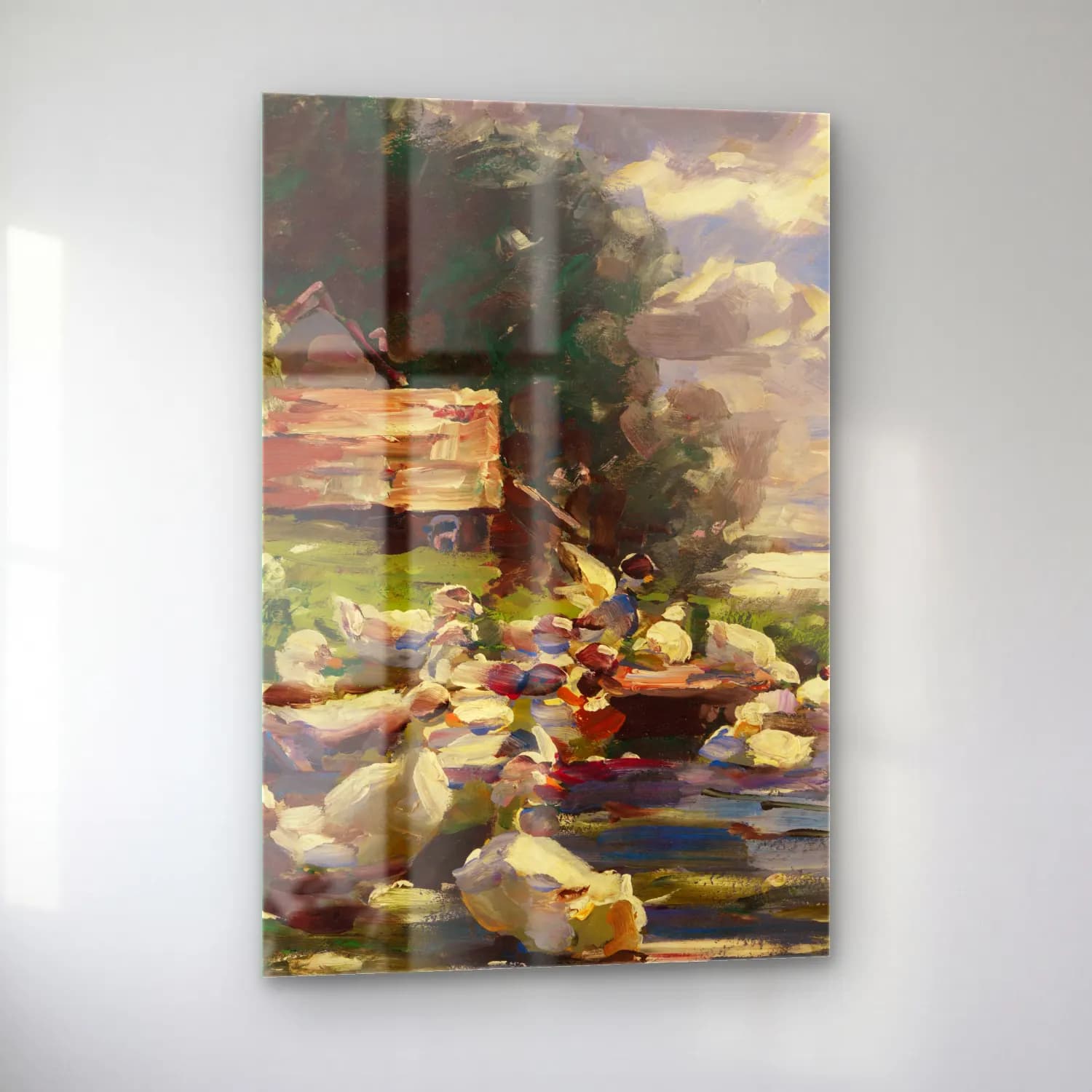 Alexander Koester – Enten am See – Bej Tonlar cam tablo — sol açıdan görünüm