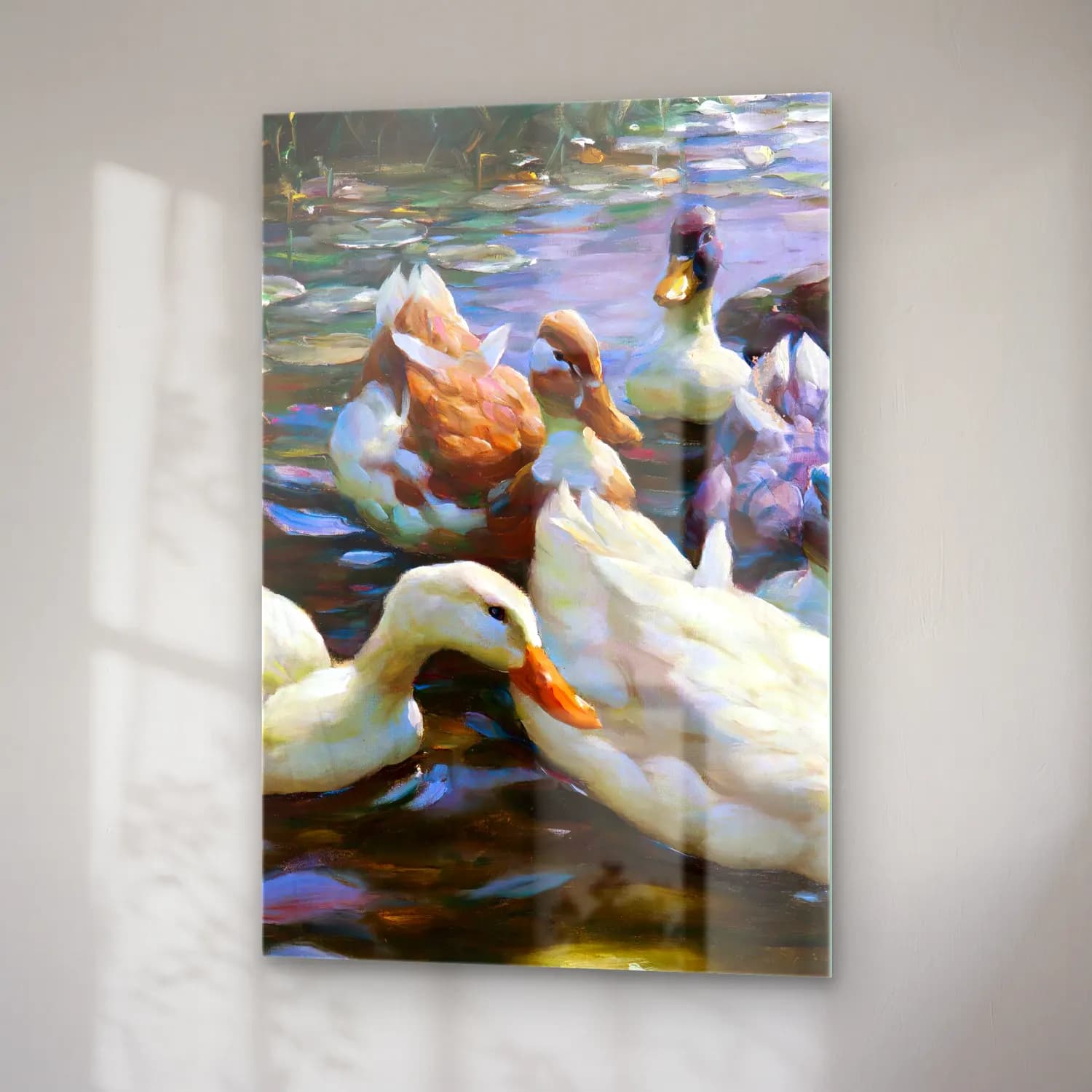 Alexander Koester – Five Ducks – Pastel Tonlar cam tablo — sağ açıdan görünüm