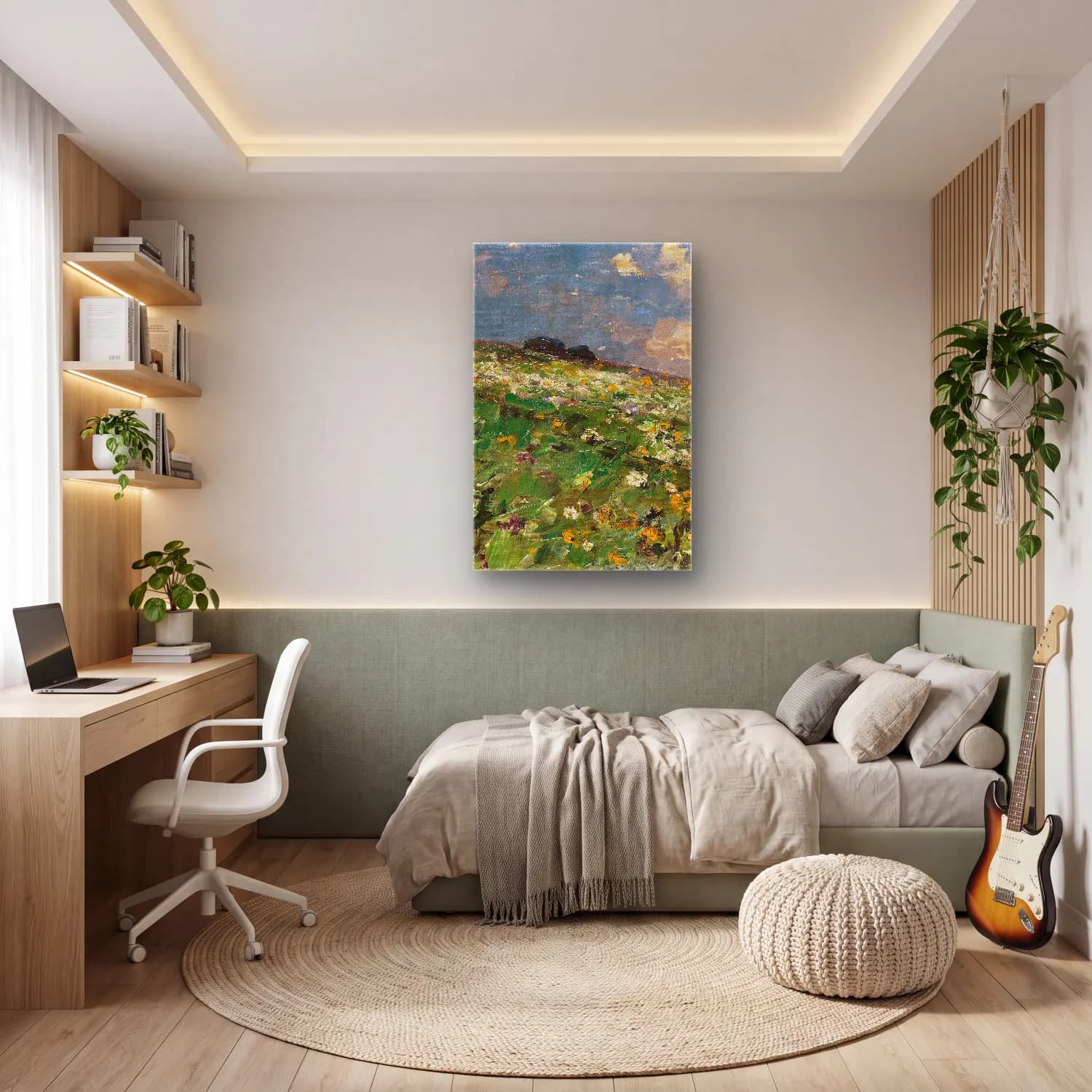 Alexander Koester – Sommerwiese – Yeşil Tonlar cam tablo — genç odasında