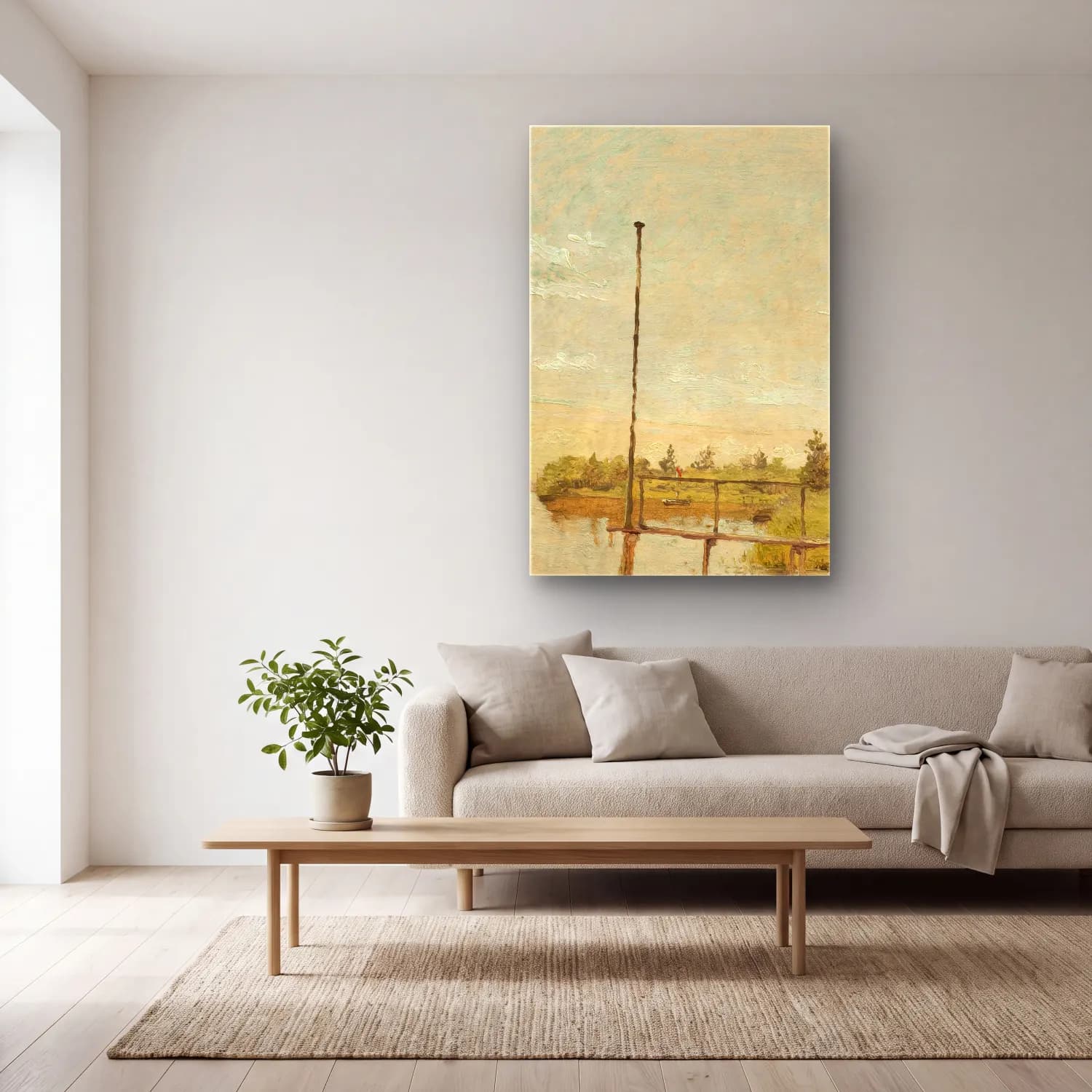 Christen Købke – View from Dosseringen near the Sortedam Lake Looking… cam tablo — açık renk salonda