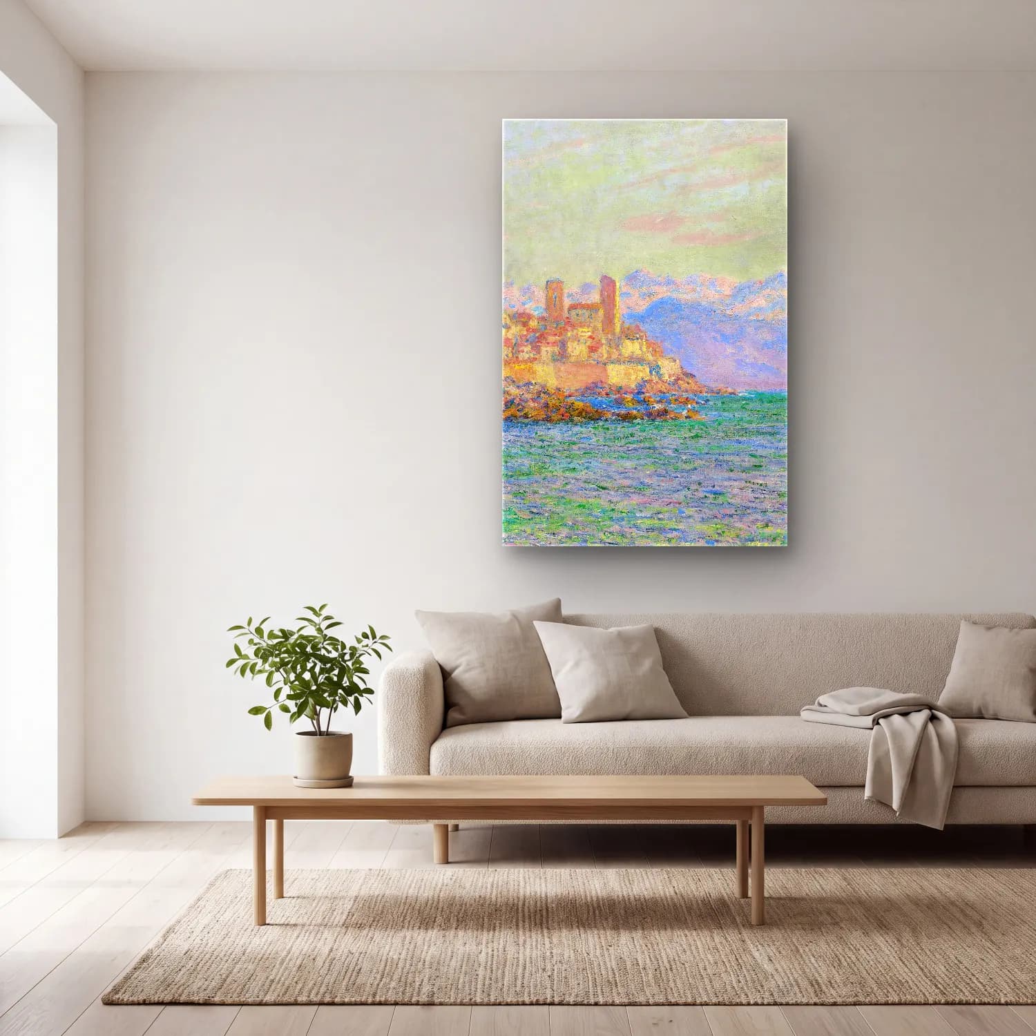 Claude Monet – Antibes, Le Fort cam tablo — açık renk salonda