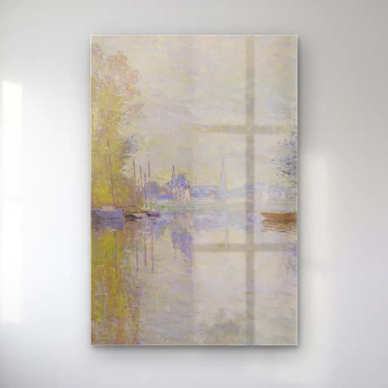 Claude Monet – Autumn on the Seine, Argenteuil cam tablo — Claude Monet – Autumn on the Seine, Argenteuil — empresyonist liman ve tekneler
