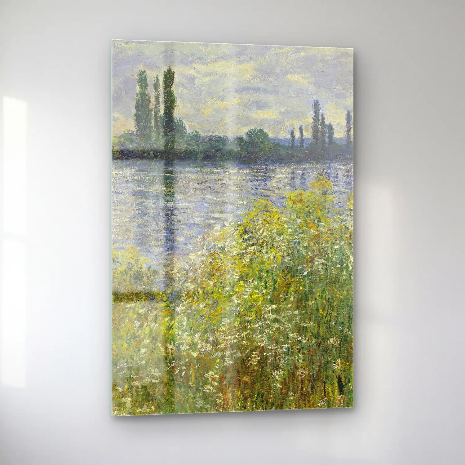 Claude Monet – Banks of the Seine,Vétheuil cam tablo — sol açıdan görünüm