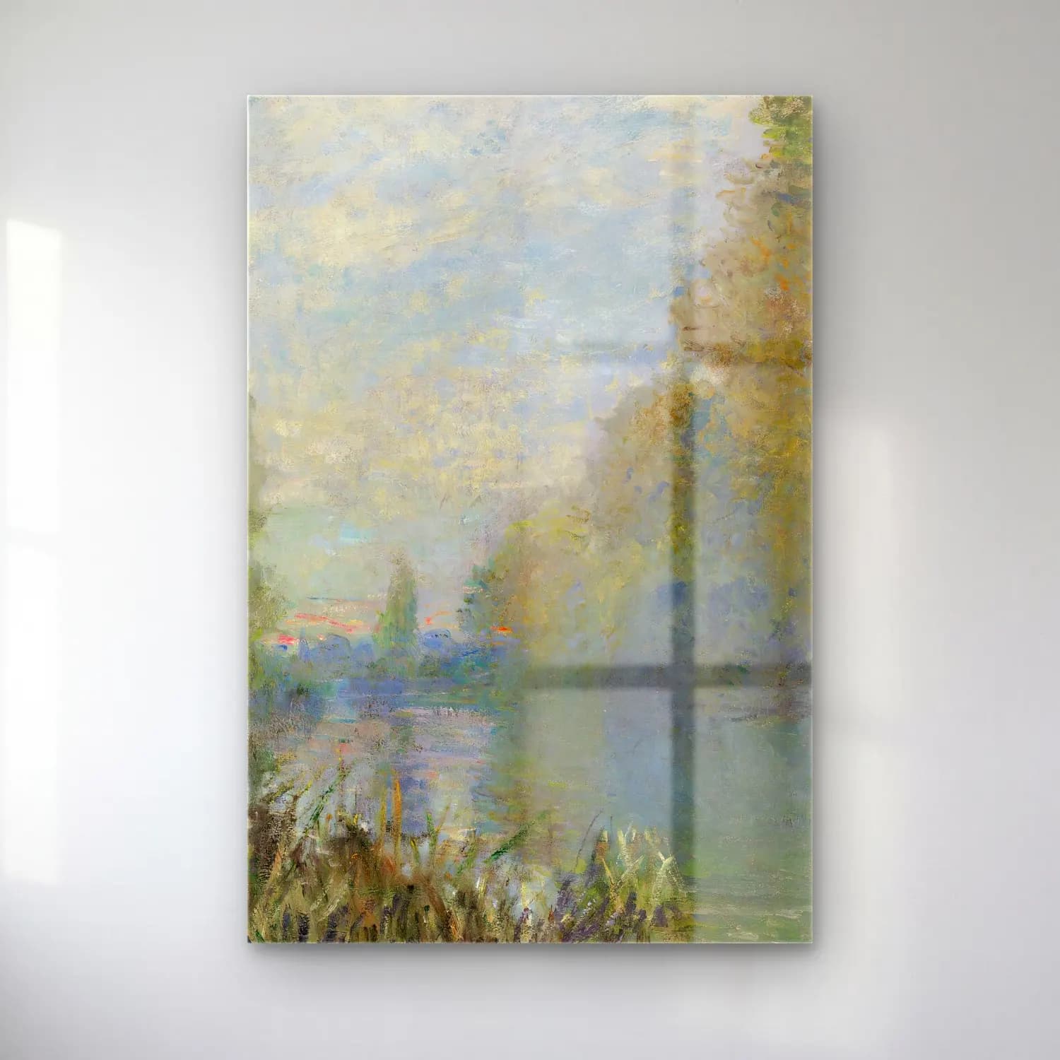 Claude Monet – Bords De La Seine En Automne cam tablo — Claude Monet – Bords De La Seine En Automne — empresyonist kırda nehir