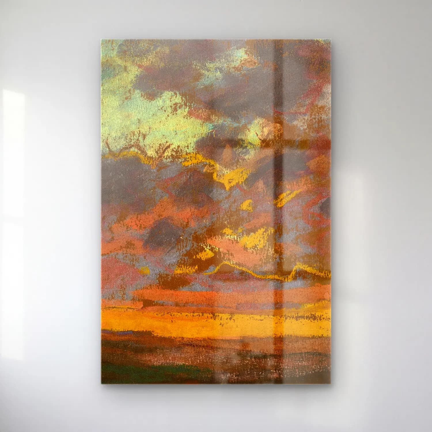 Claude Monet – Coucher de soleil (circa 1868) cam tablo — Claude Monet – Coucher de soleil (circa 1868) — empresyonist gün batımı gökyüzü