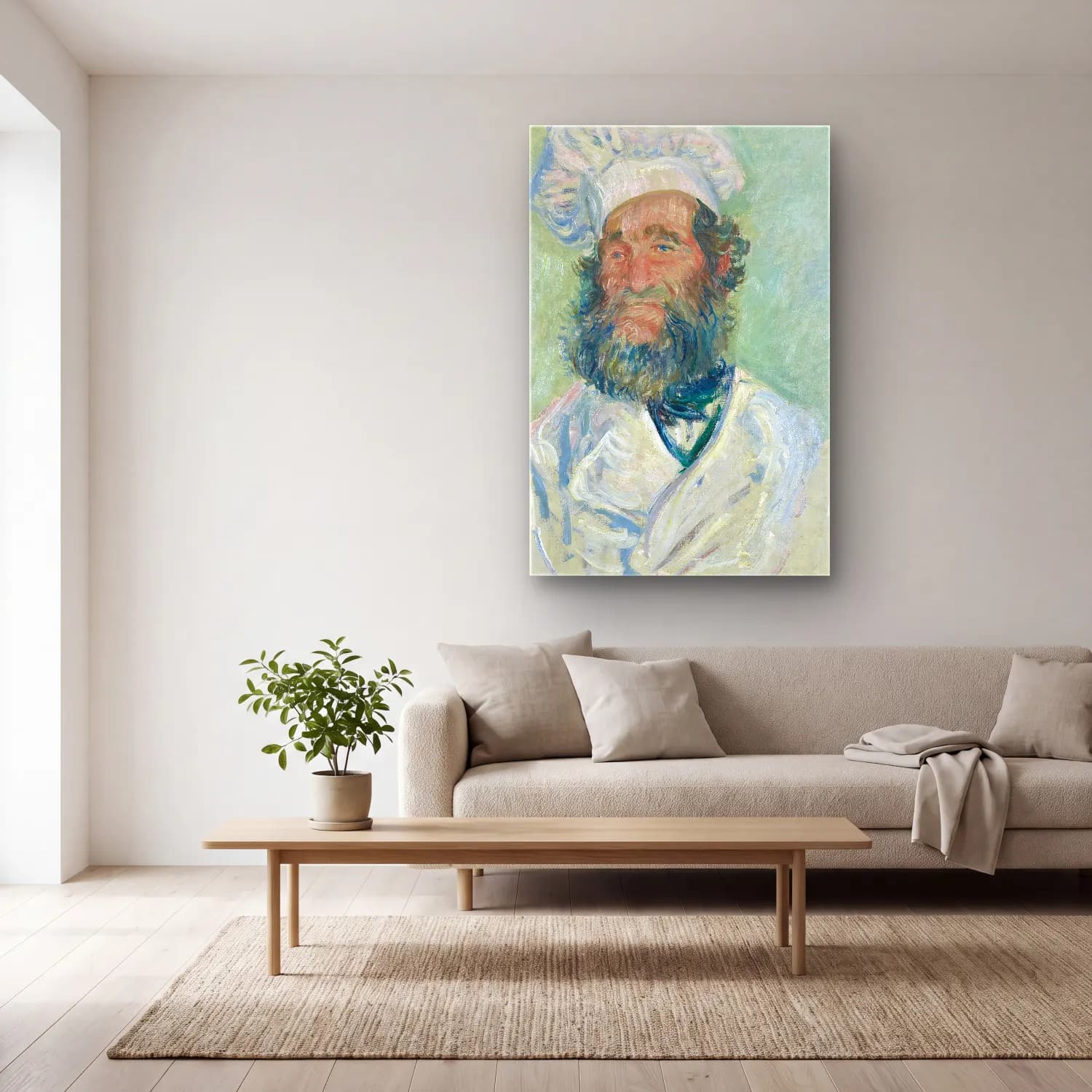 Claude Monet – Der Koch (Le Père Paul) Monsieur Paul cam tablo — açık renk salonda