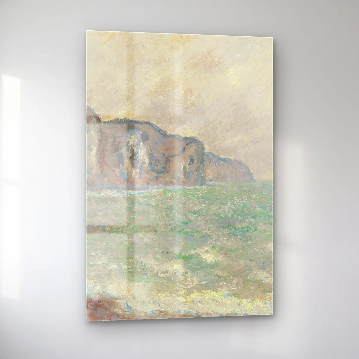 Claude Monet – Falaise De Pourville cam tablo — sol açıdan görünüm