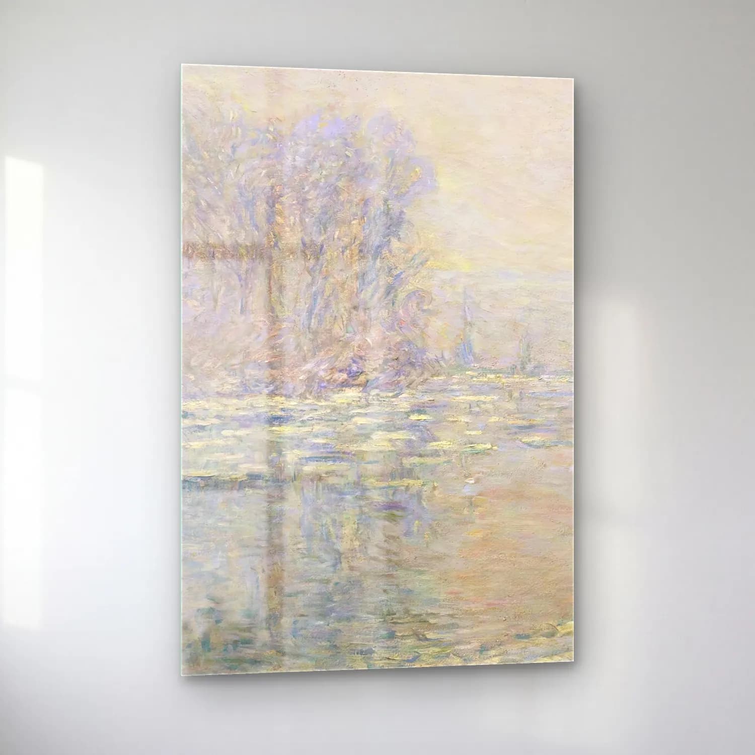 Claude Monet – Glaçons, Effet Blanc cam tablo — sol açıdan görünüm