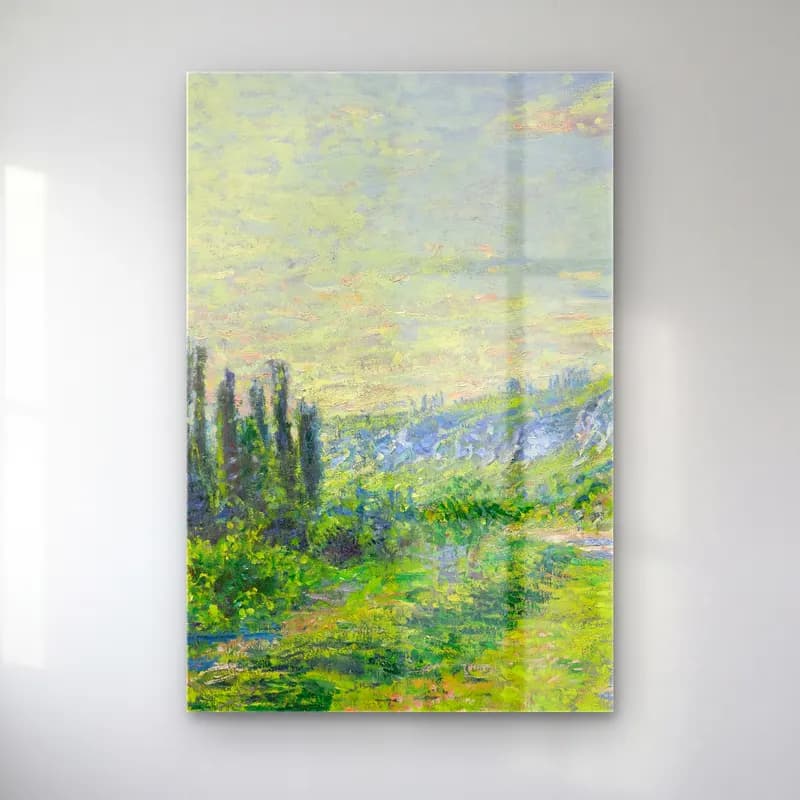 Claude Monet – La Route De Vétheuil cam tablo — Claude Monet – La Route De Vétheuil — empresyonist yeşil tepeler