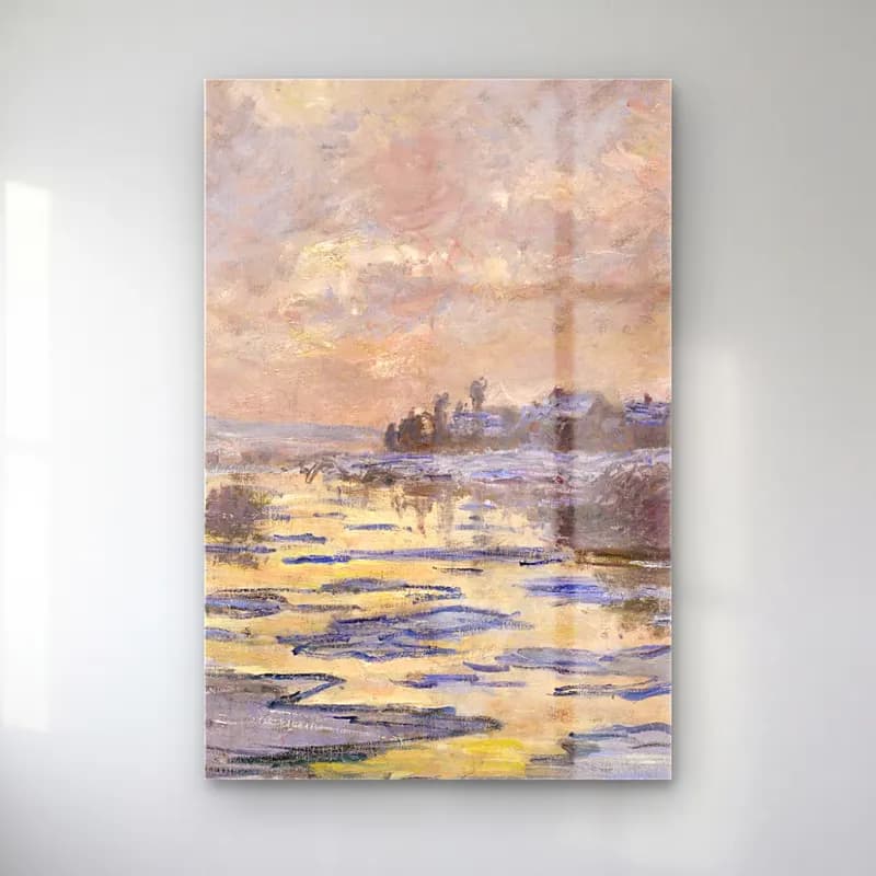 Claude Monet – La Seine à Lavacourt, débâcle cam tablo — Claude Monet – La Seine à Lavacourt, débâcle — empresyonist karlı kış manzarası