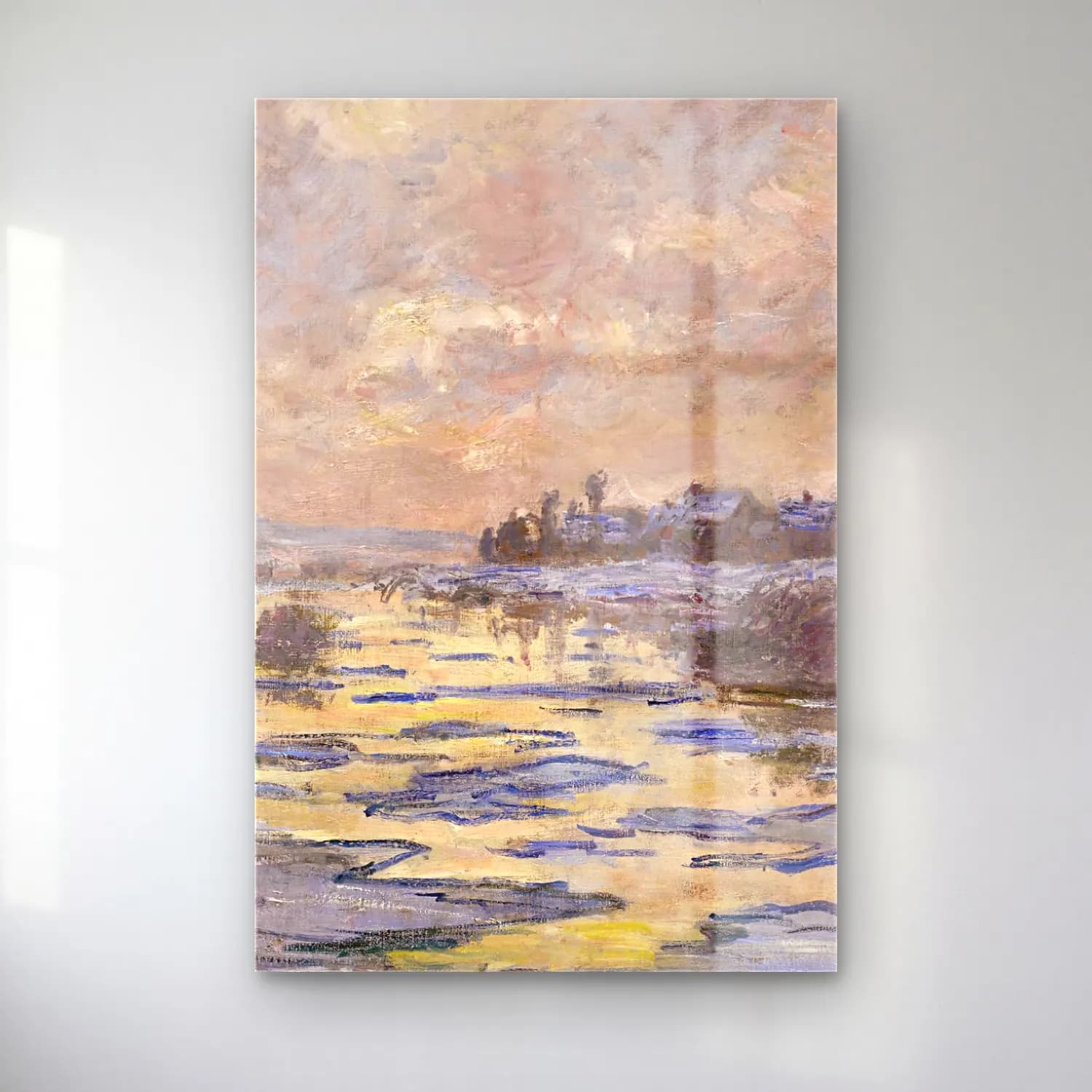 Claude Monet – La Seine à Lavacourt, débâcle cam tablo — Claude Monet – La Seine à Lavacourt, débâcle — empresyonist karlı kış manzarası
