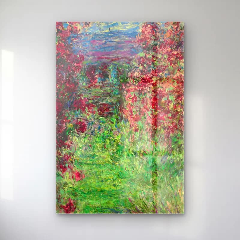 Claude Monet – La maison dans les roses cam tablo — Claude Monet – La maison dans les roses — empresyonist çiçek bahçesi