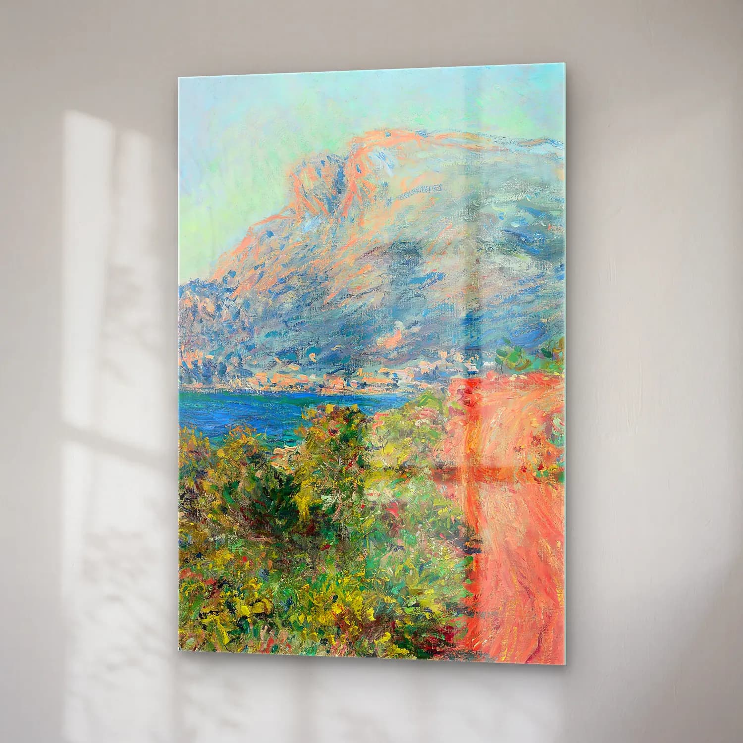 Claude Monet – La route rouge près de Menton cam tablo — sağ açıdan görünüm