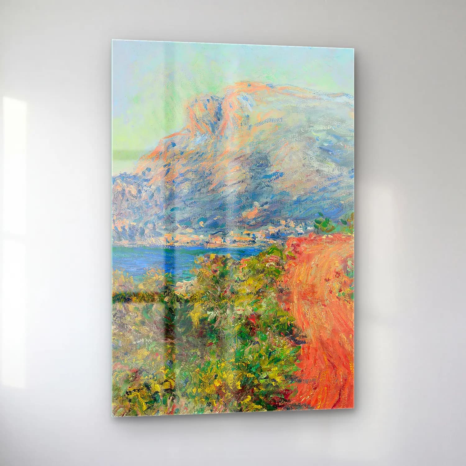 Claude Monet – La route rouge près de Menton cam tablo — sol açıdan görünüm