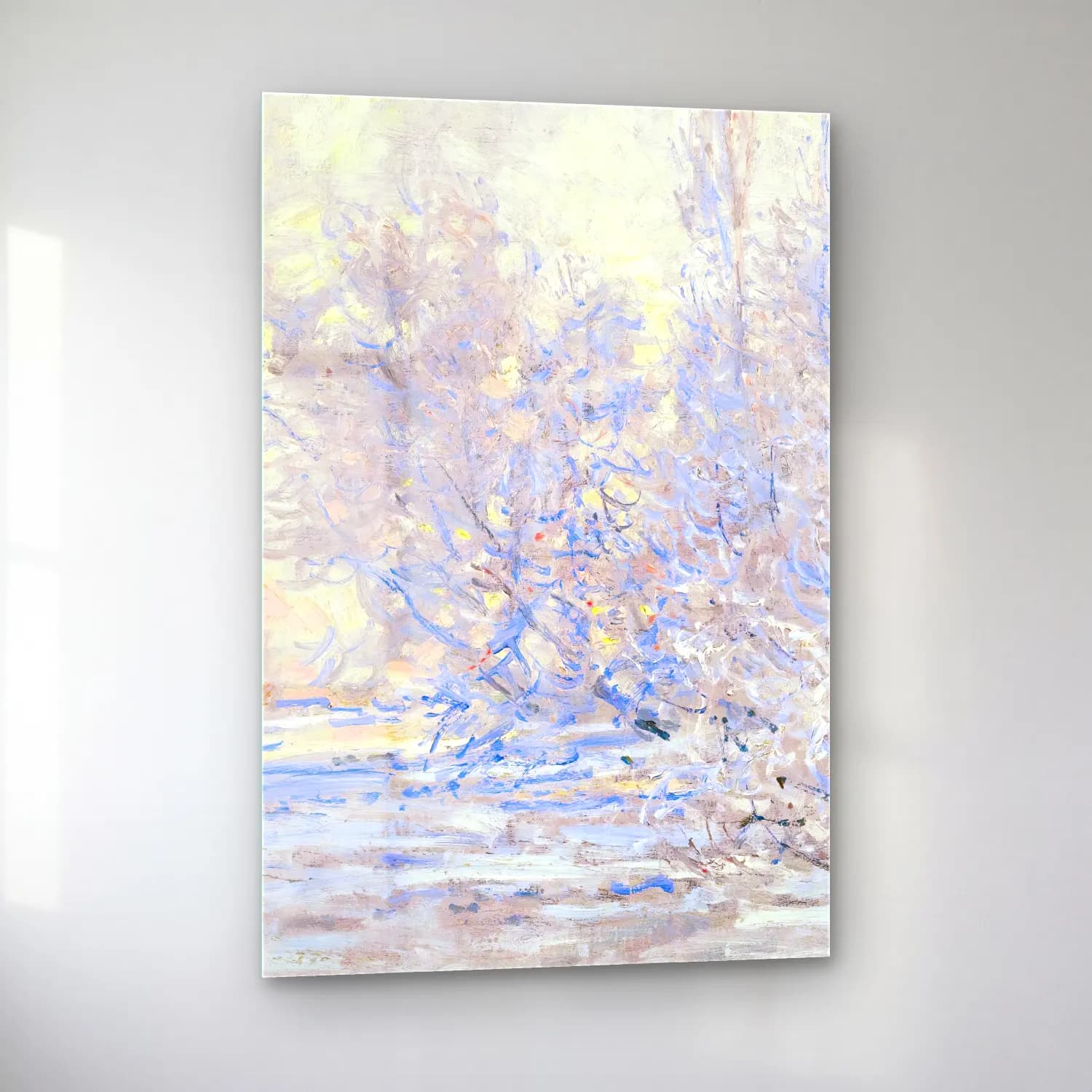 Claude Monet – Le Givre À Giverny cam tablo — sol açıdan görünüm
