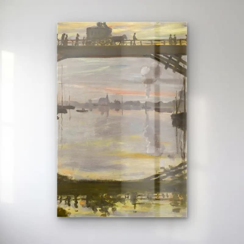 Claude Monet – Le Pont De Bois cam tablo — Claude Monet – Le Pont De Bois — empresyonist liman ve tekneler