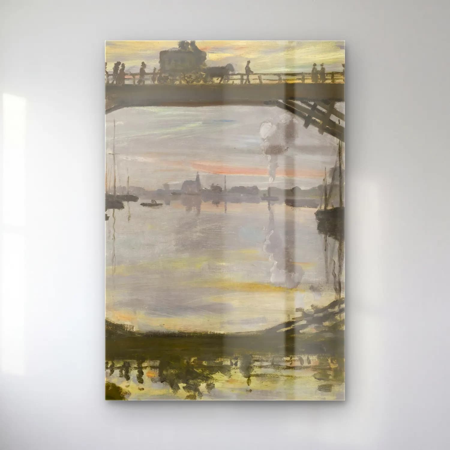 Claude Monet – Le Pont De Bois cam tablo — Claude Monet – Le Pont De Bois — empresyonist liman ve tekneler