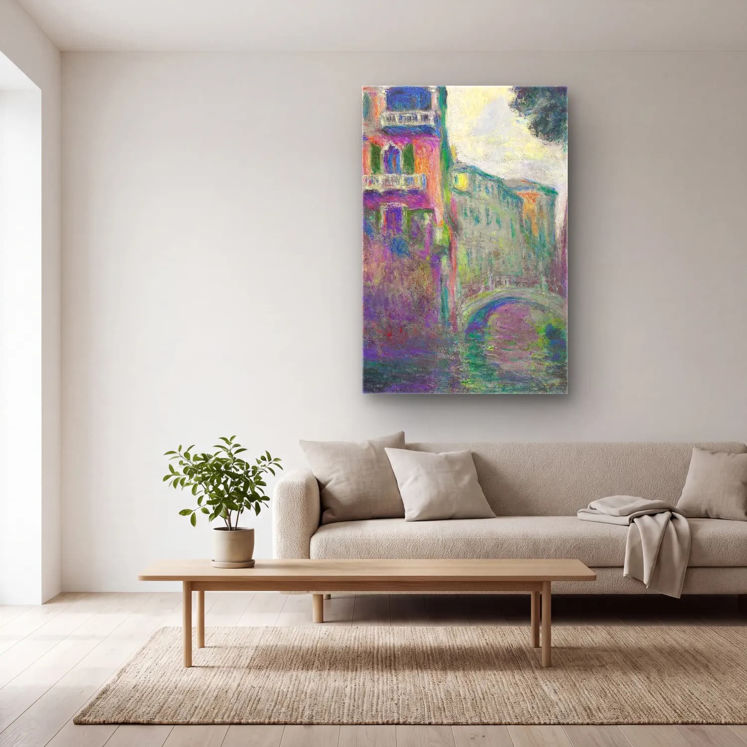 Claude Monet – Le Rio de la Salute cam tablo — açık renk salonda