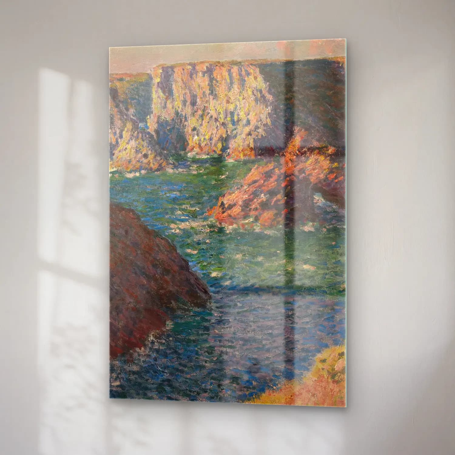 Claude Monet – Les Rochers de Belle-Ile cam tablo — sağ açıdan görünüm