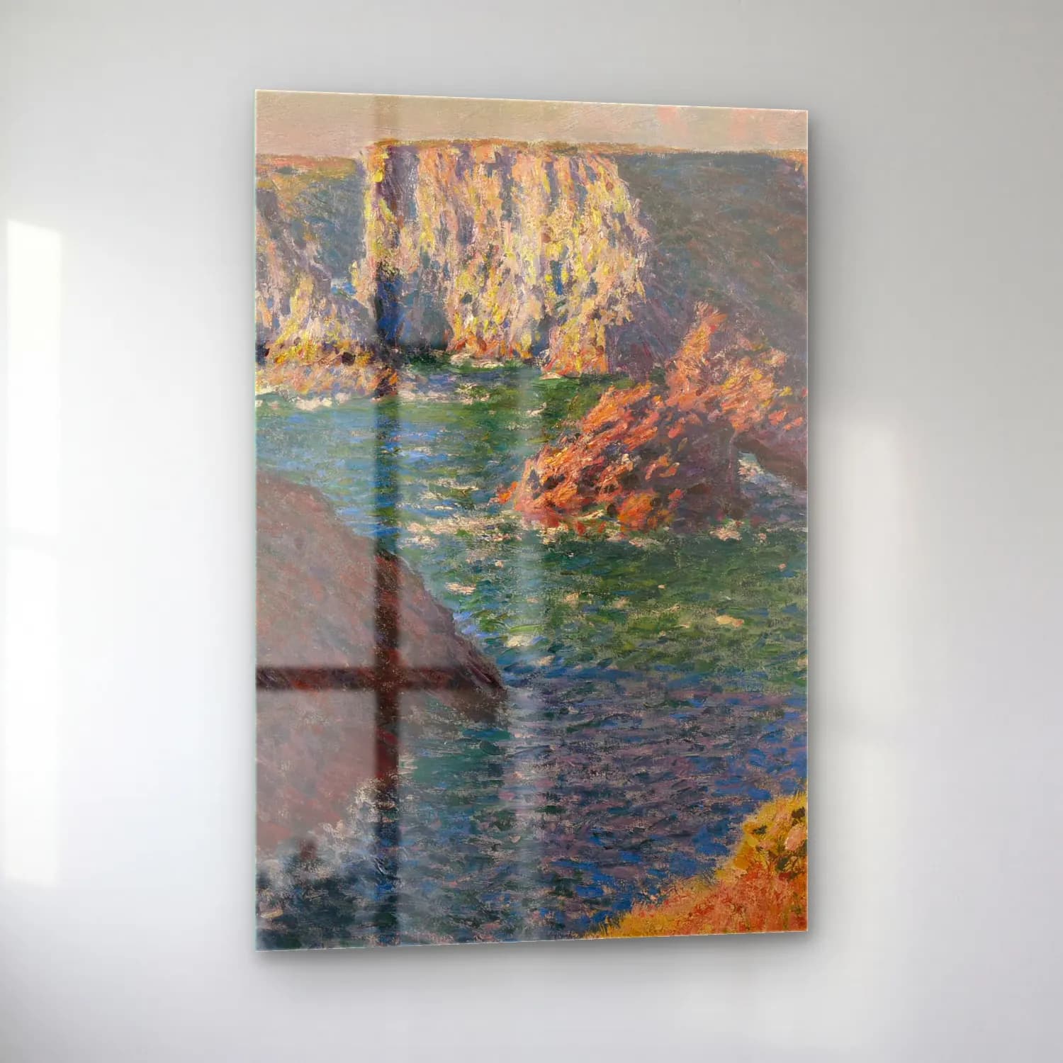 Claude Monet – Les Rochers de Belle-Ile cam tablo — sol açıdan görünüm