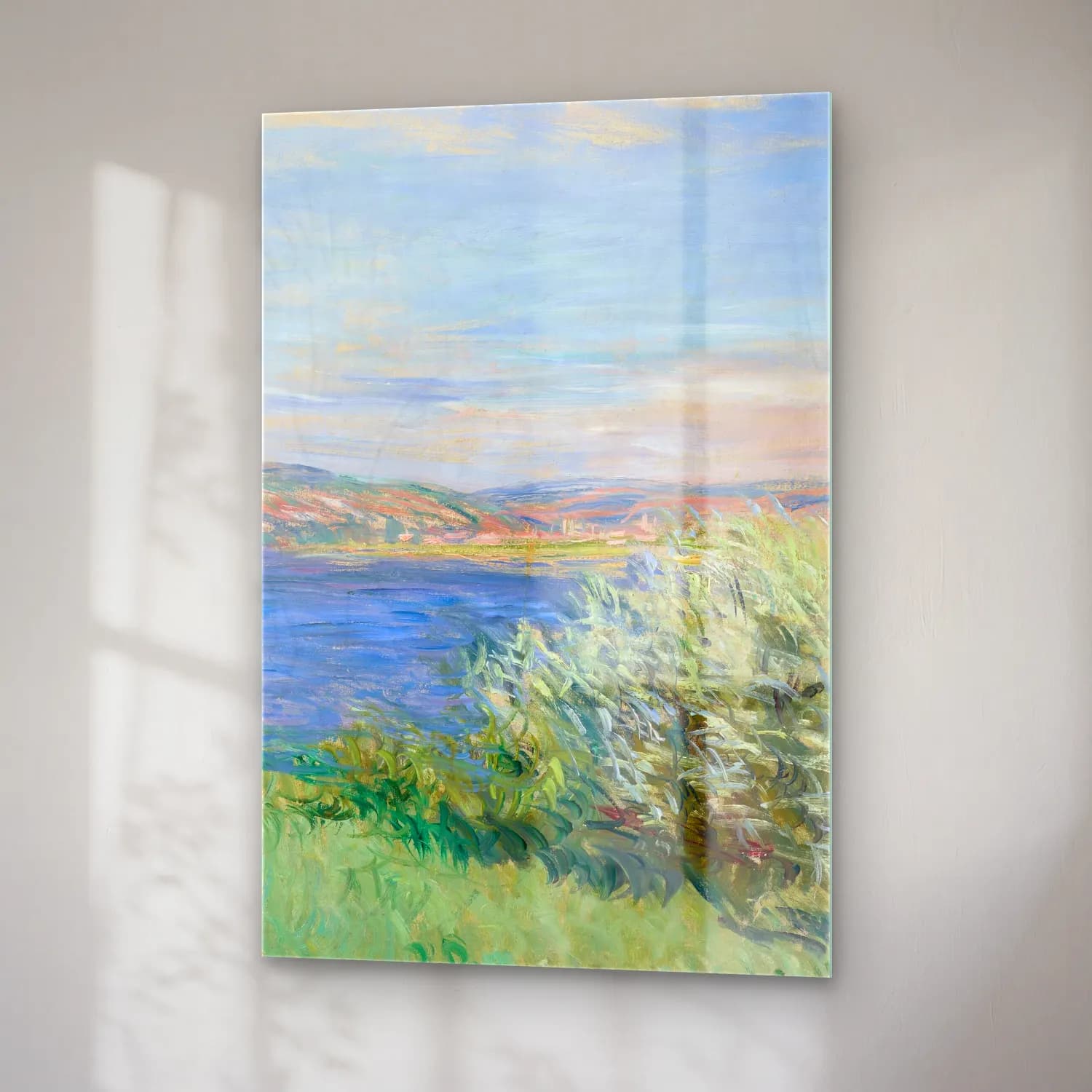 Claude Monet – Les bords de la Seine près de Vétheuil cam tablo — sağ açıdan görünüm