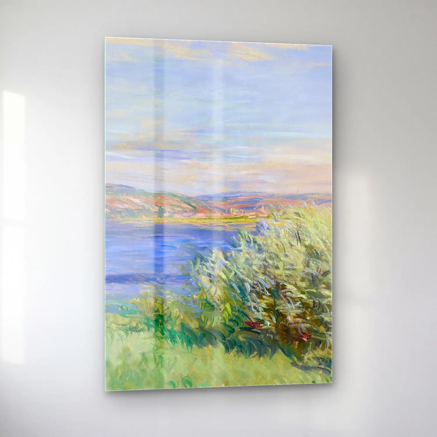 Claude Monet – Les bords de la Seine près de Vétheuil cam tablo — sol açıdan görünüm