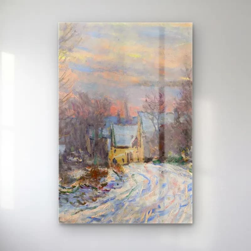 Claude Monet – L’entrée De Giverny En Hiver cam tablo — Claude Monet – L’entrée De Giverny En Hiver — empresyonist karlı kış manzarası