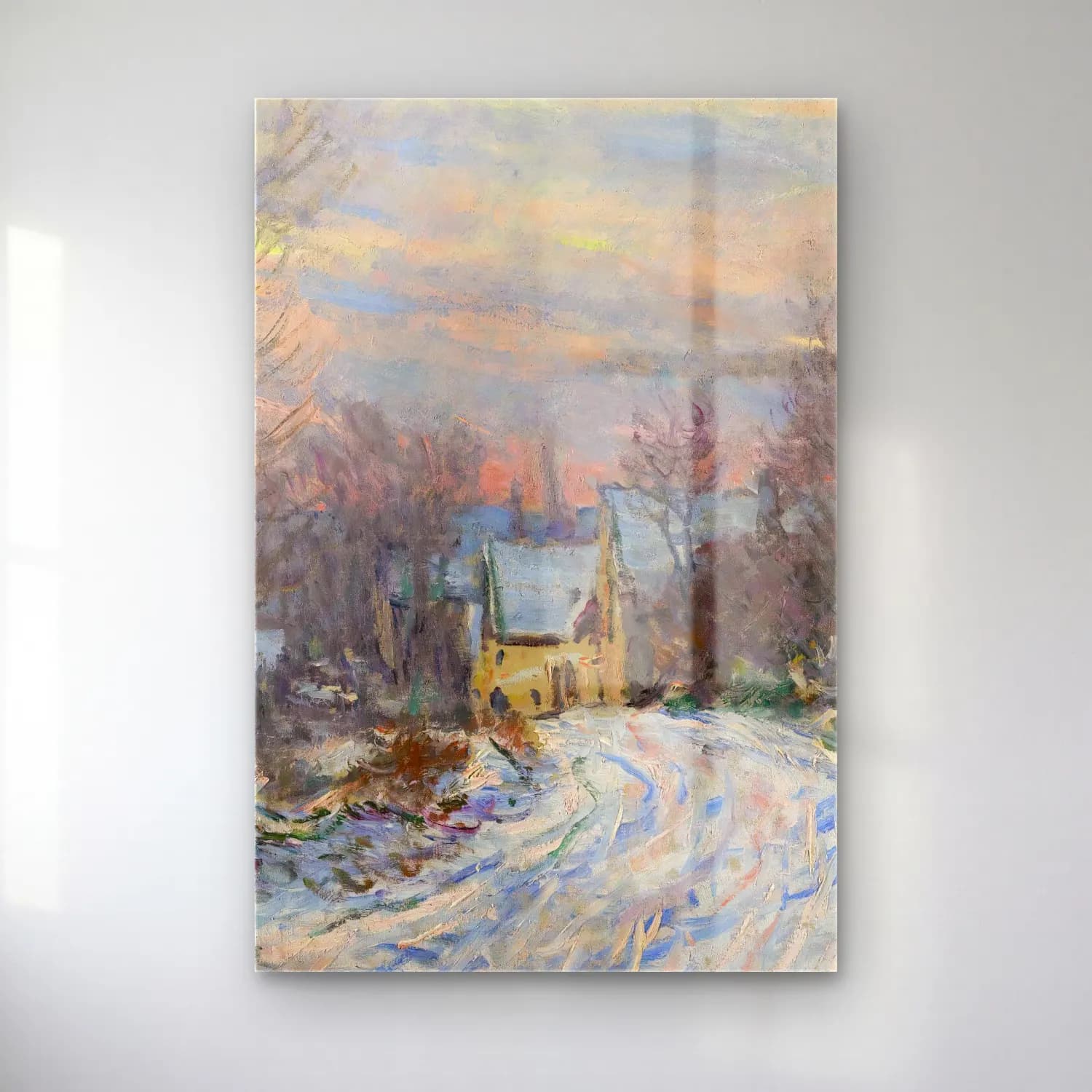 Claude Monet – L’entrée De Giverny En Hiver cam tablo — Claude Monet – L’entrée De Giverny En Hiver — empresyonist karlı kış manzarası