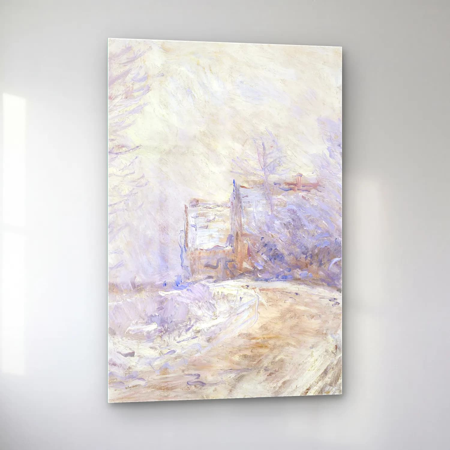 Claude Monet – L’entrée de Giverny sous la neige cam tablo — sol açıdan görünüm