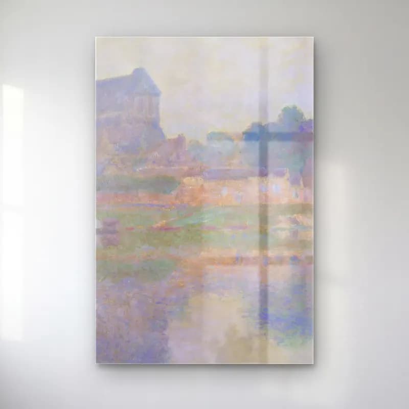Claude Monet – L’église De Vernon, Temps Gris cam tablo — Claude Monet – L’église De Vernon, Temps Gris — empresyonist şato