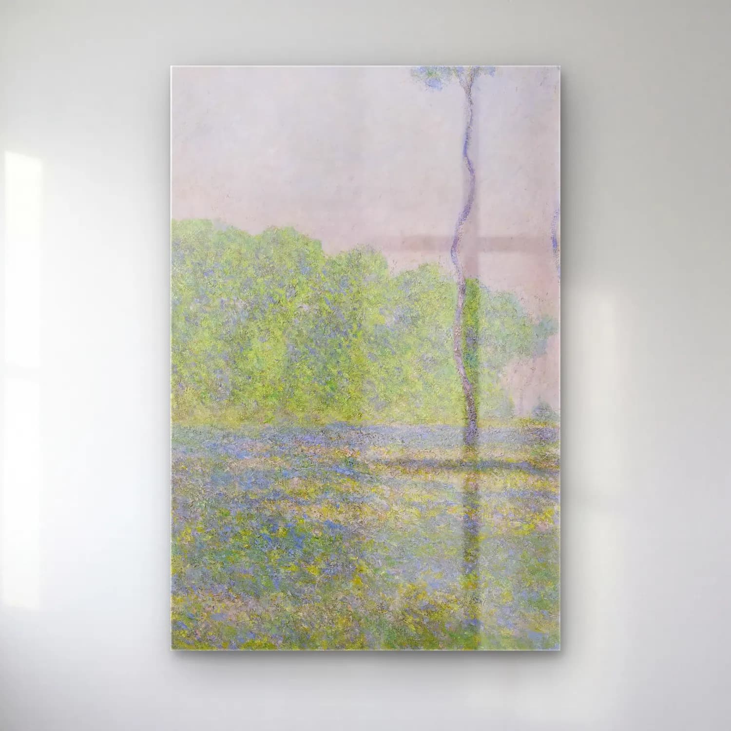 Claude Monet – Meadow at Giverny cam tablo — Claude Monet – Meadow at Giverny — empresyonist yalnız ağaç