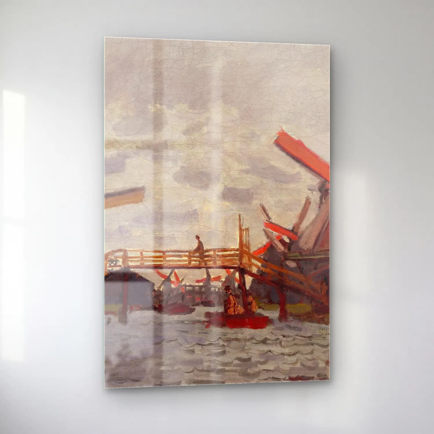Claude Monet – Mills at Westzijderveld near Zaandam cam tablo — sol açıdan görünüm