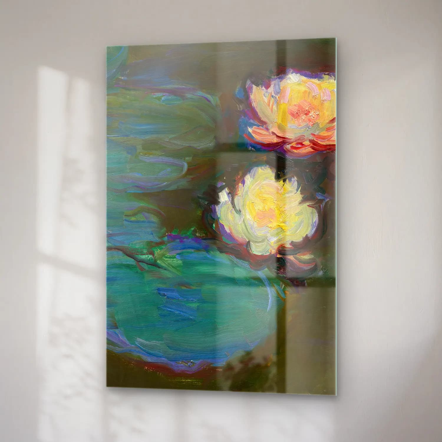 Claude Monet – Nympheas (circa 1897-1898) cam tablo — sağ açıdan görünüm