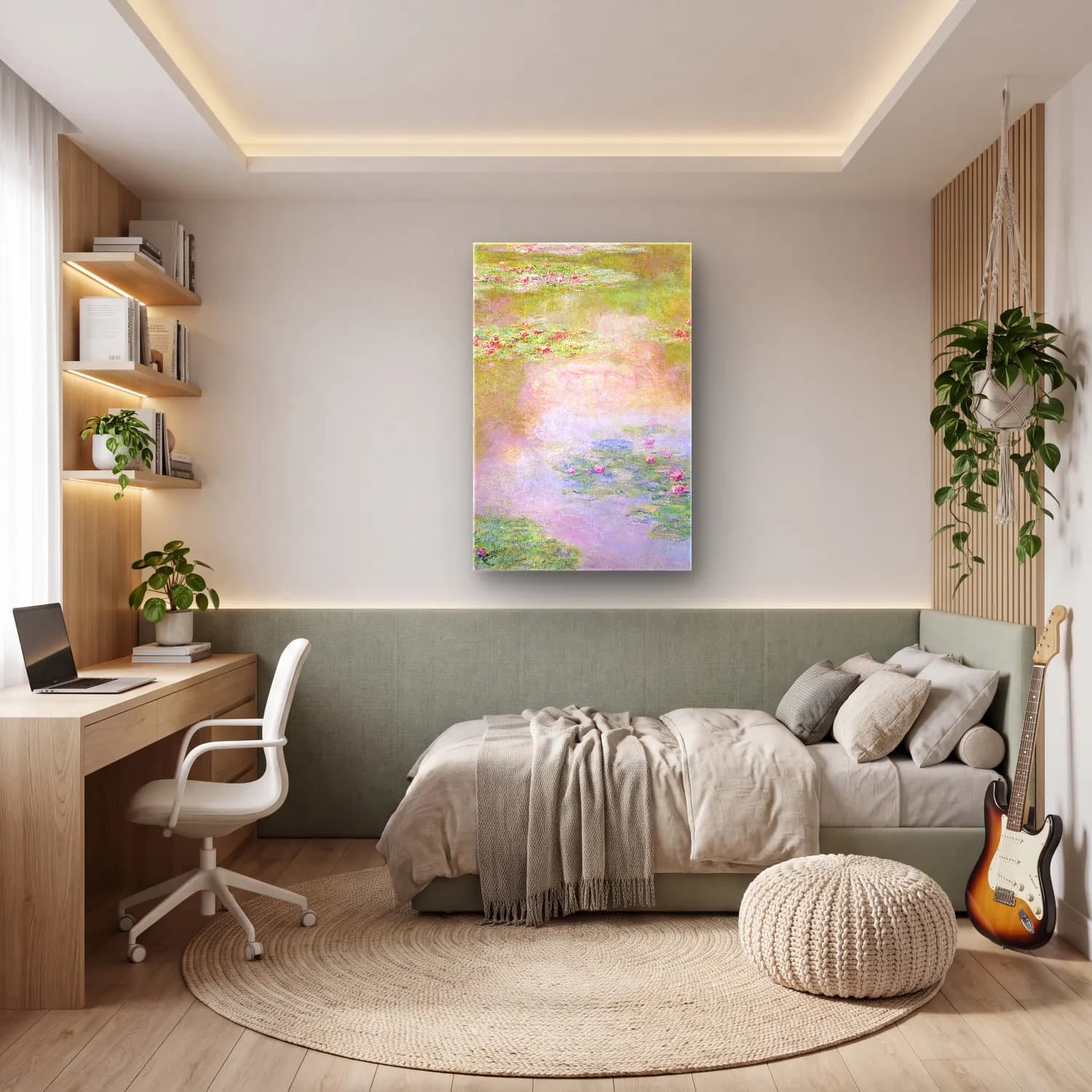 Claude Monet – Nymphéas cam tablo — genç odasında