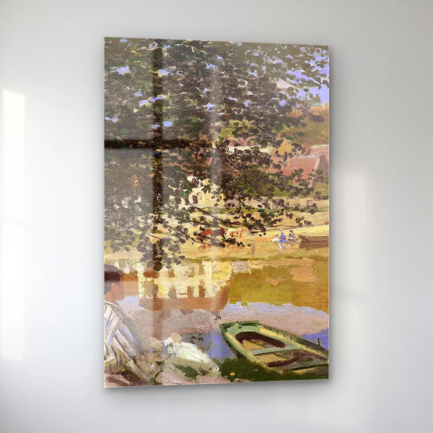 Claude Monet – On the Bank of the Seine, Bennecourt cam tablo — sol açıdan görünüm