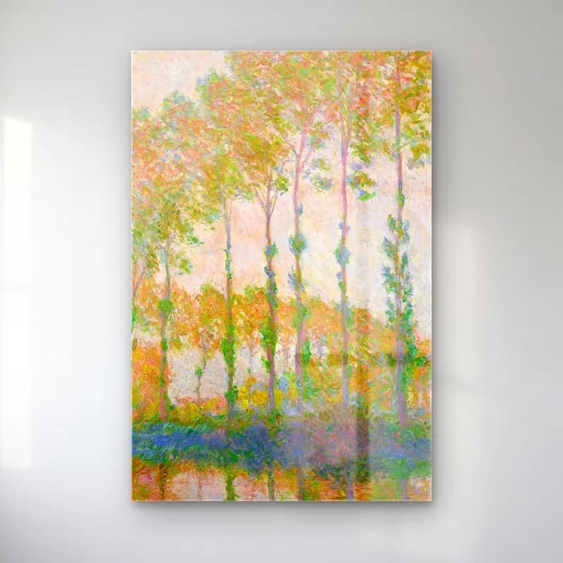 Claude Monet – Peupliers au bord de l’Epte, automne cam tablo — Claude Monet – Peupliers au bord de l’Epte, automne — empresyonist sonbahar ağaçları