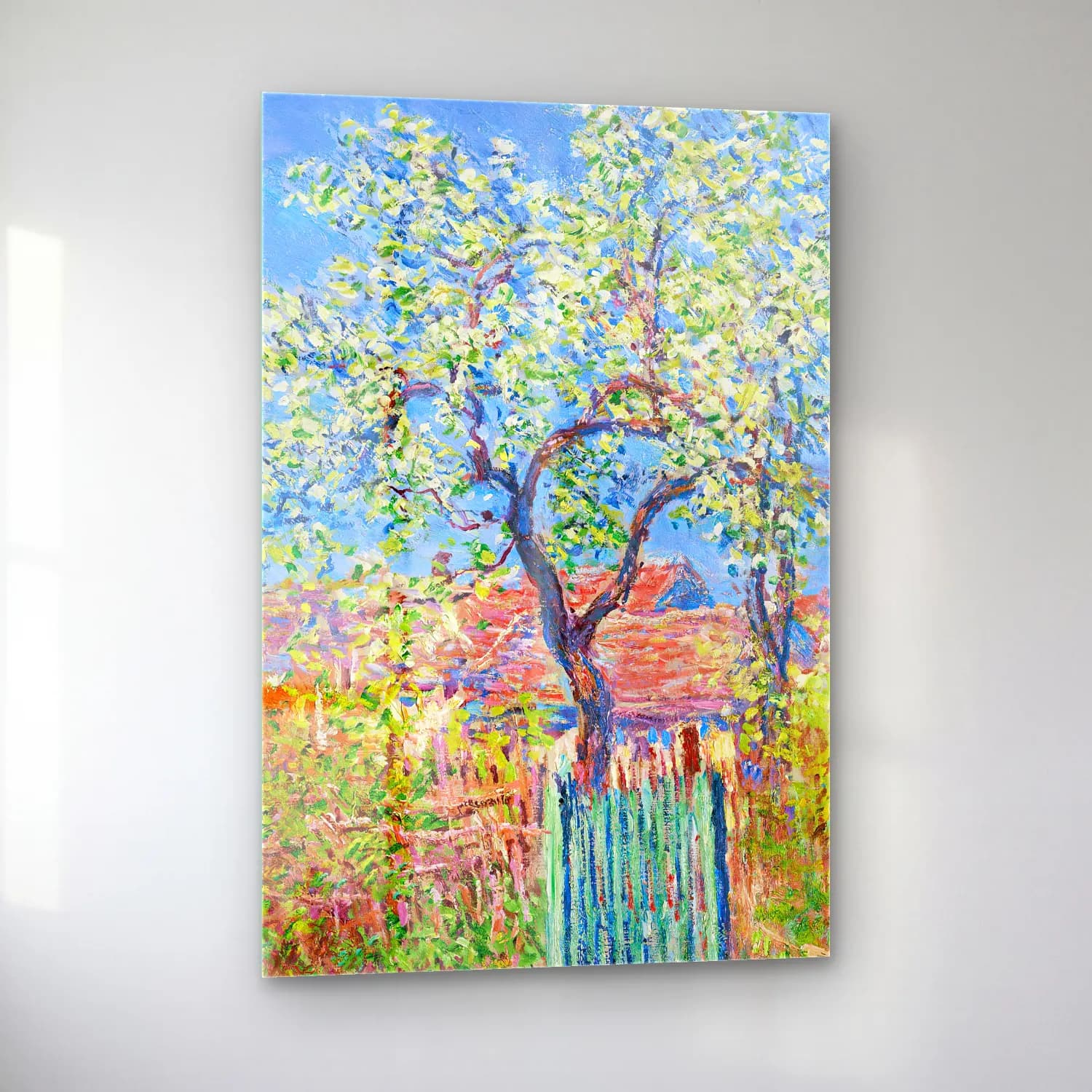 Claude Monet – Poirier En Fleurs cam tablo — sol açıdan görünüm