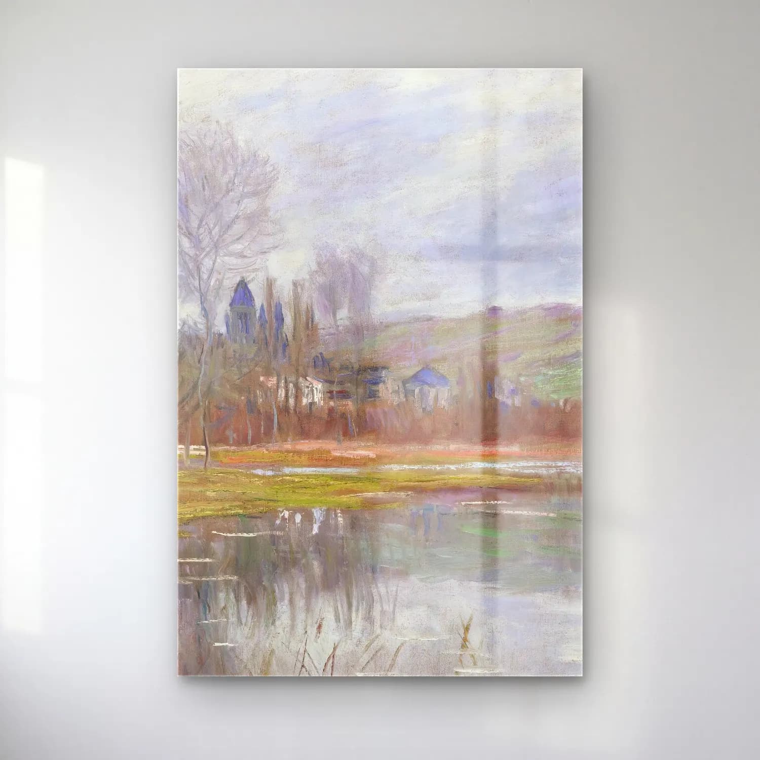 Claude Monet – Printemps À Vétheuil cam tablo — Claude Monet – Printemps À Vétheuil — empresyonist kırda nehir