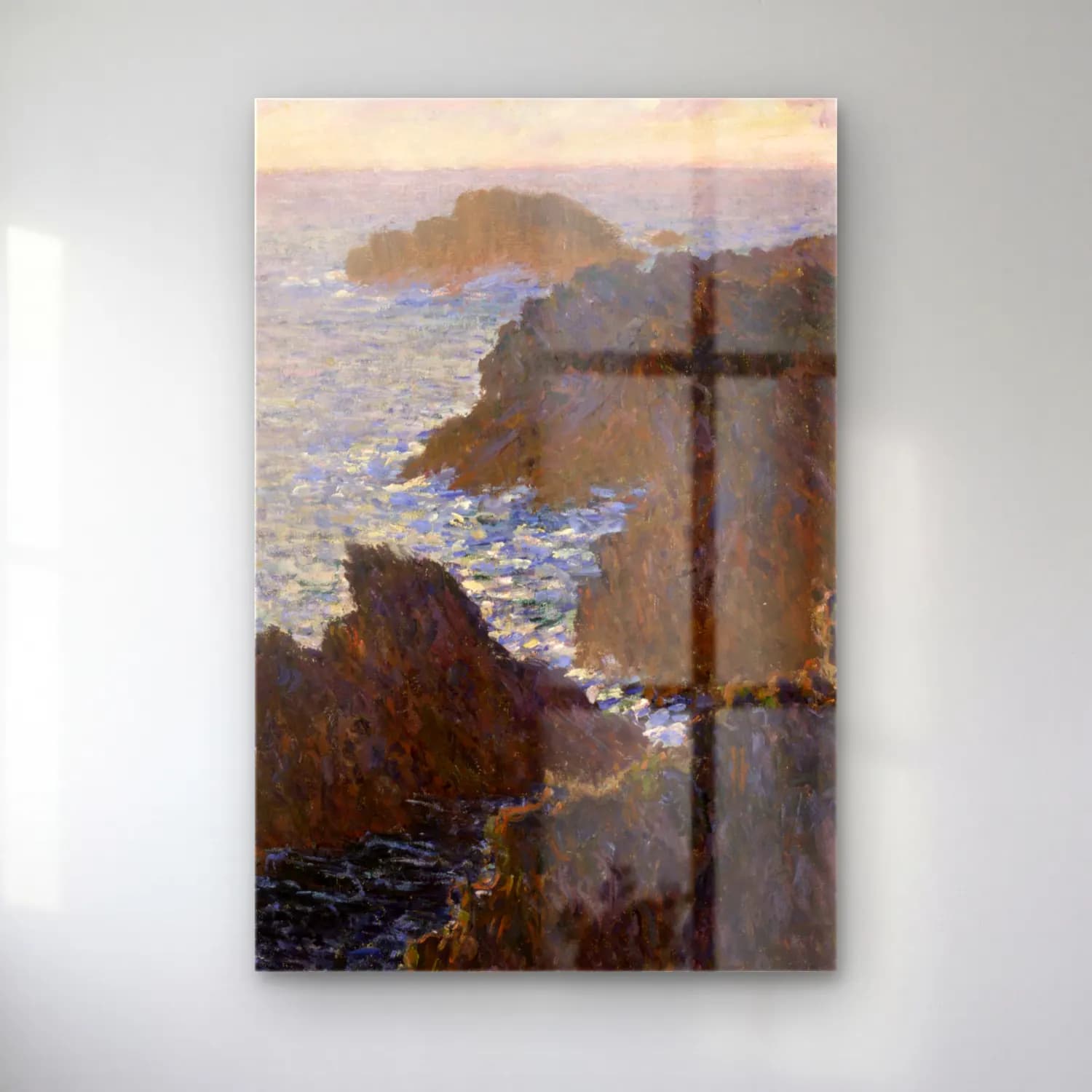 Claude Monet – Rocks at Belle-Isle, Port-Domois cam tablo — Claude Monet – Rocks at Belle-Isle, Port-Domois — empresyonist dalgalı sahil