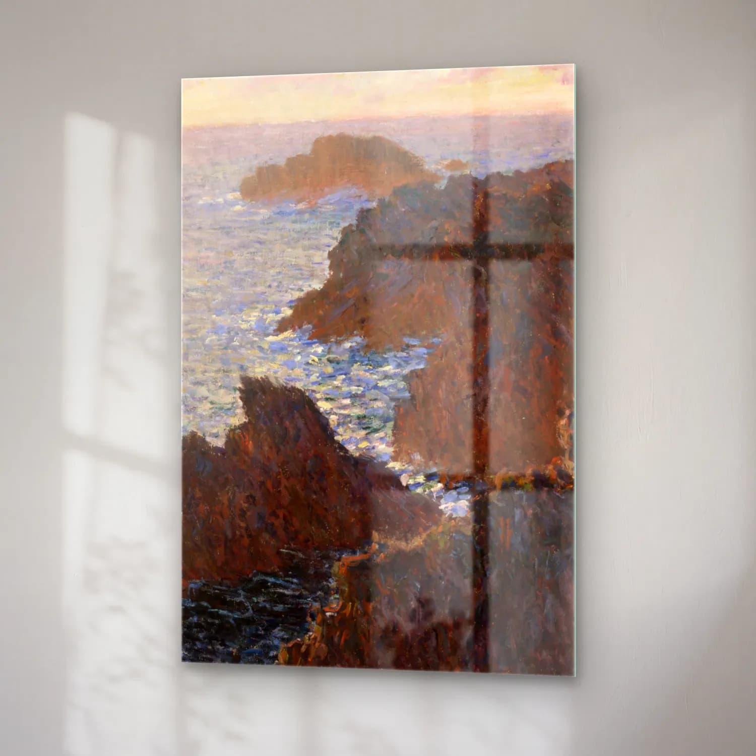 Claude Monet – Rocks at Belle-Isle, Port-Domois cam tablo — sağ açıdan görünüm
