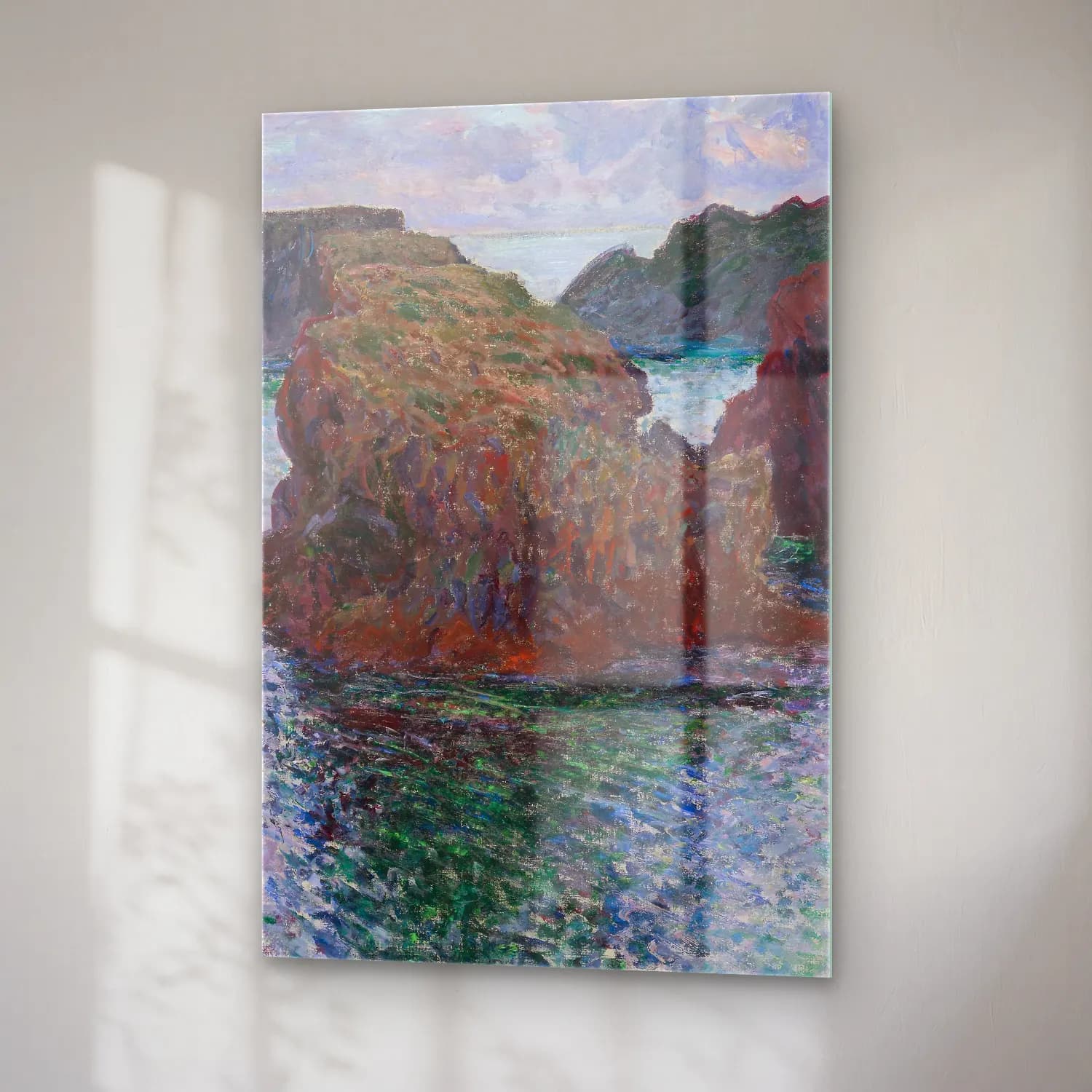 Claude Monet – Rocks at Port-Goulphar, Belle-Île cam tablo — sağ açıdan görünüm