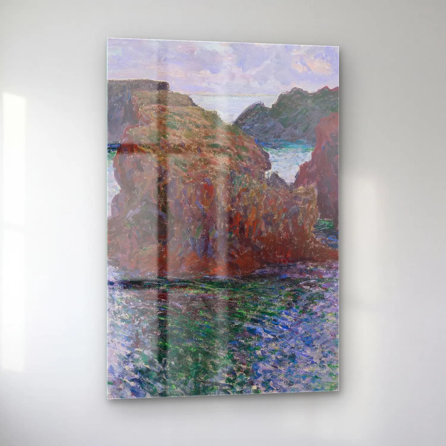 Claude Monet – Rocks at Port-Goulphar, Belle-Île cam tablo — sol açıdan görünüm