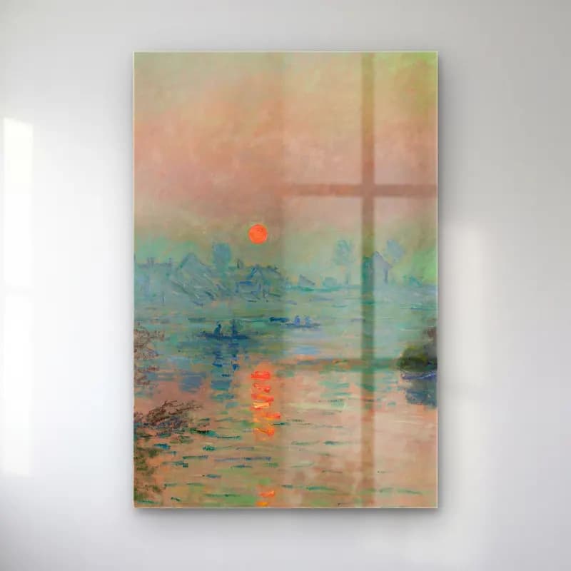 Claude Monet – Soleil couchant sur la Seine à Lavacourt, effet d’hiver cam tablo — Claude Monet – Soleil couchant sur la Seine à Lavacourt, effet d’hiver — empresyonist gün batımında göl